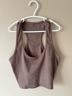 Ribbed Racerback Crop Tank - Brown